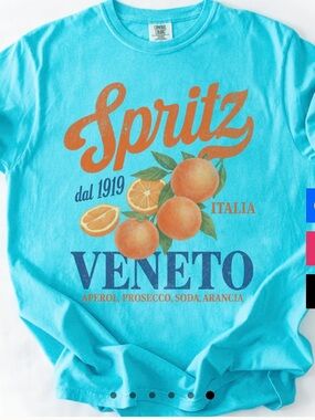 Comfort Colors Aqua Short Sleeve Tee with Orange Fruit Graphic